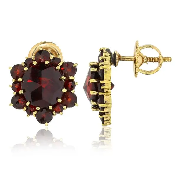 Vintage 14k yellow gold round-cut garnet stud 2024 earrings